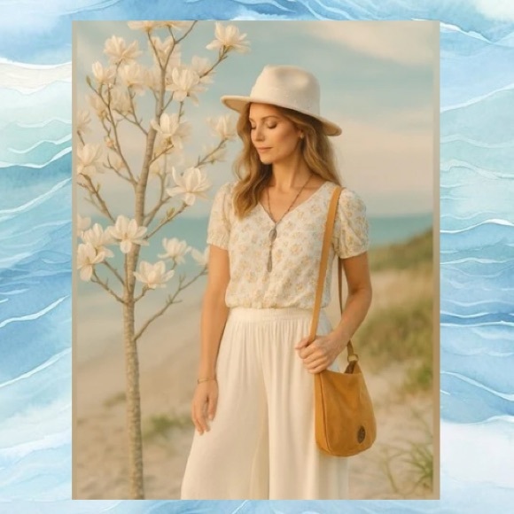 Zara Tops - 🆕La Provence Zara boho puff sleeve cotton blouse S